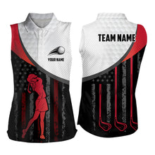 Load image into Gallery viewer, American Flag Golf Sleeveless Polo Shirts Custom Name, Patriotic Golf Gifts YYD0020