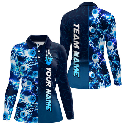 Bowling Shirt For Womens Custom Name Bowling Flame Lightning Team Jersey Shirt YYD0030