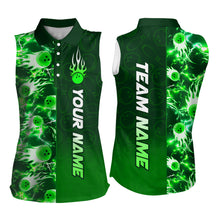 Load image into Gallery viewer, Bowling Sleeveless Shirt for Womens Custom Name Bowling Flame Lightning Team Jersey Shirt YYD0030