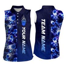 Load image into Gallery viewer, Bowling Sleeveless Shirt for Womens Custom Name Bowling Flame Lightning Team Jersey Shirt YYD0030