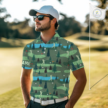 Load image into Gallery viewer, Golf Polo Shirts For Mens Custom Name, Golf Course Pattern Vintage Shirt Gifts YYD0031
