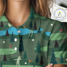 Load image into Gallery viewer, Golf Sleeveless Polo Shirts For Womens Custom Name, Golf Course Pattern Vintage Shirt Gifts YYD0031