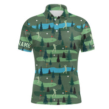 Load image into Gallery viewer, Golf Polo Shirts For Mens Custom Name, Golf Course Pattern Vintage Shirt Gifts YYD0031