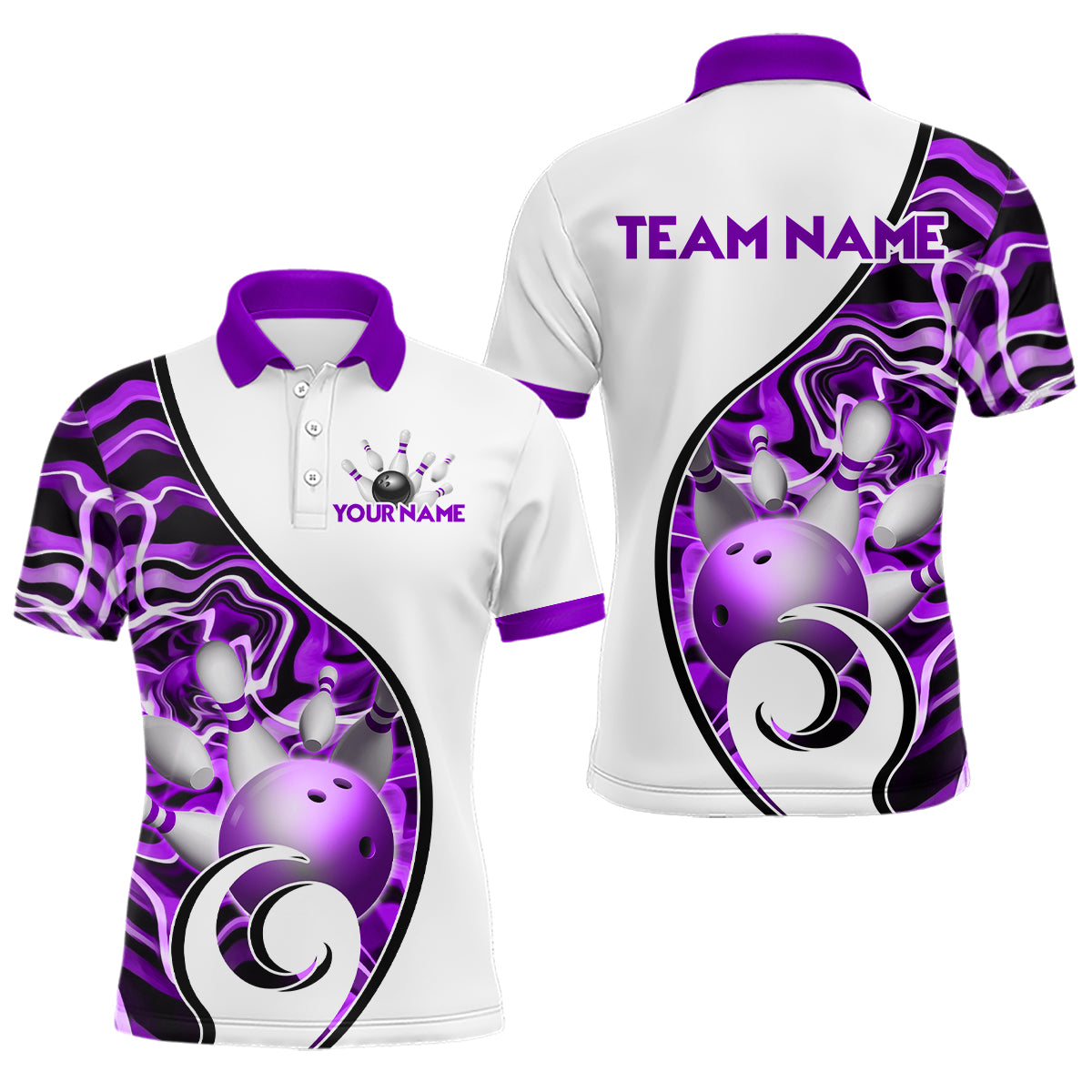 Custom Bowling Team Polo Shirts for Men - Personalized Abstract Bowling Jersey YYD0079