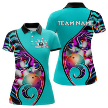 Load image into Gallery viewer, Custom Bowling Team Polo Shirts for Women - Personalized Abstract Colors Bowling Jersey YYD0080