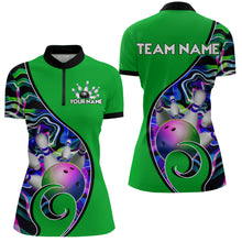 Load image into Gallery viewer, Custom Bowling Team Women Quarter-Zip Shirts - Personalized Abstractt Colors Bowling Jersey YYD0080