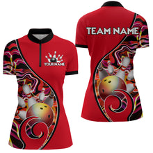 Load image into Gallery viewer, Custom Bowling Team Women Quarter-Zip Shirts - Personalized Abstractt Colors Bowling Jersey YYD0080