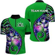 Load image into Gallery viewer, Custom Bowling Team Men Quarter-Zip Shirts - Personalized Abstractt Colors Bowling Jersey YYD0080