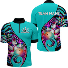 Load image into Gallery viewer, Custom Bowling Team Men Quarter-Zip Shirts - Personalized Abstractt Colors Bowling Jersey YYD0080