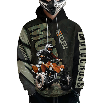 Camo Quad Bike Hoodie For Adult Atv Motocross Hooded Jersey Retro Off-Road Extreme Quad Shirt Vintage NHN005