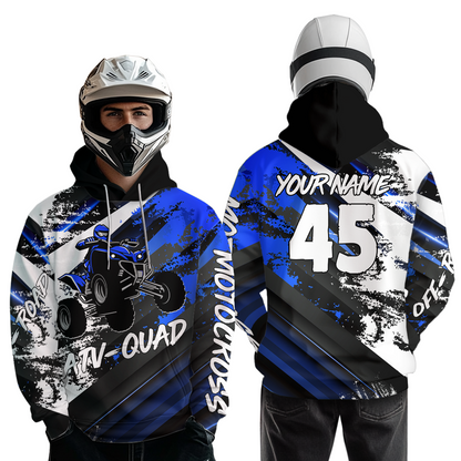Blue Custom ATV Motocross Hoodie Men Women Quad Shirt ATV Riding Hoodie MHATV26