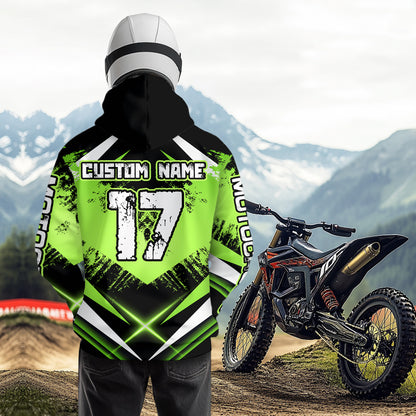 Custom ATV Motocross Hoodie for Men Women Quad Shirt Green ATV Riding Hoodie MHATV18