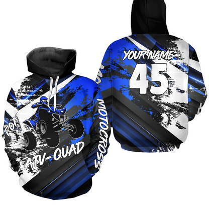Blue Custom ATV Motocross Hoodie Men Women Quad Shirt ATV Riding Hoodie MHATV26