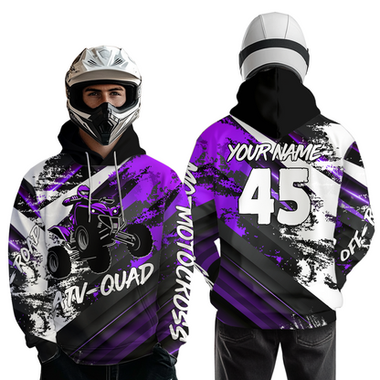 Purple Custom ATV Motocross Hoodie Men Women Quad Shirt ATV Riding Hoodie MHATV26