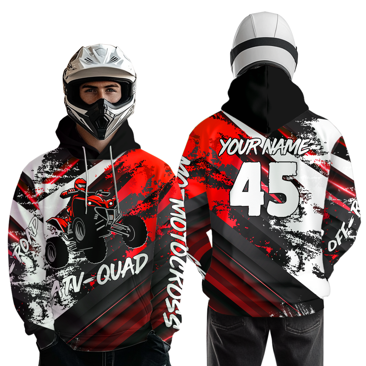 Red Custom ATV Motocross Hoodie Men Women Quad Shirt ATV Riding Hoodie MHATV26