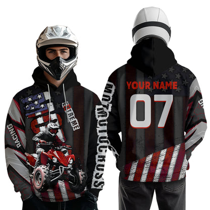 Custom Atv Motocross Hoodie Upf30+ Quad Bike Shirt Racing Adult Youth Kid American Flag Dirt Bike Hooded  NHN005