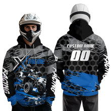 Load image into Gallery viewer, Blue Atv Racing Hoodie Custom Quad Bike Shirt Upf30+ Adult Youth Off-Road Atv Motocross Hoooded  NHN008