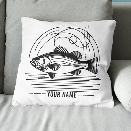 Bass fishing nets bass fish line drawing pillow gift for fisherman A63