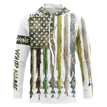 Load image into Gallery viewer, American flag with various types of Bass fish scales UV protection fishing shirt A20