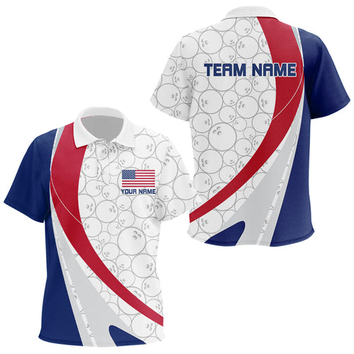 Custom Patriotic US Flag Bowling Polo Shirts For Kid, American Bowling Jersey IPHW6835