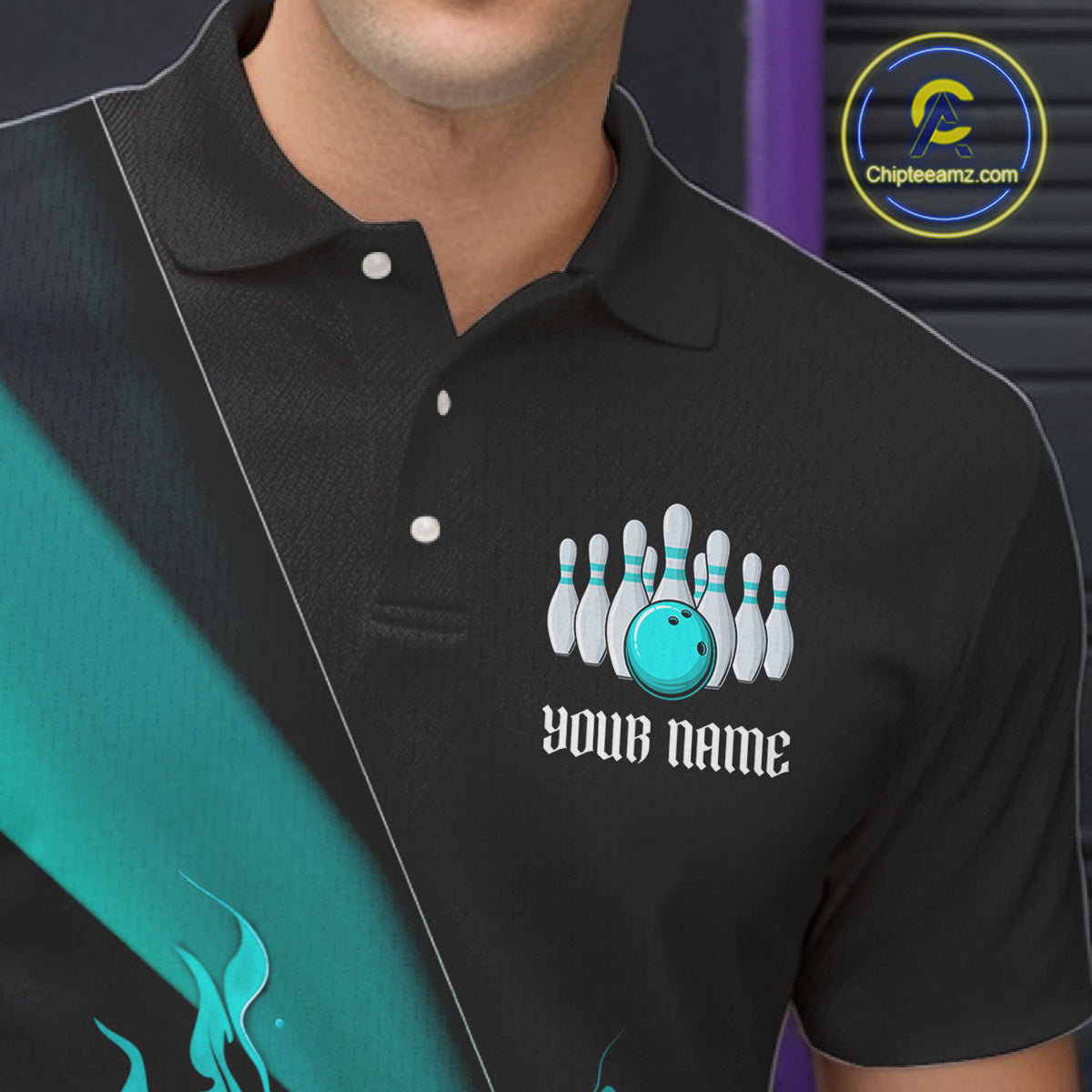 Black And Blue Custom Name Bowling Tournament Jerseys For Men And Women, Bowling Team Shirts IPHW6186