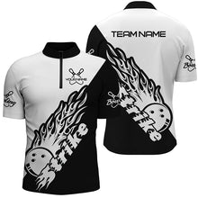 Load image into Gallery viewer, Custom Bowling Shirts For Men, Bowling Team Shirts Bowling Strike | Black And White IPHW5170