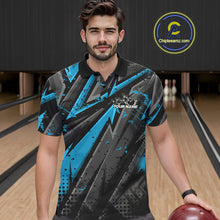 Load image into Gallery viewer, Custom Grunge Black And Blue Cobra Snake Bowling Men Polo Shirts With Team Name For Bowlers IPHW9029