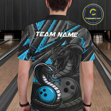 Load image into Gallery viewer, Custom Grunge Black And Blue Cobra Snake Bowling Men Polo Shirts With Team Name For Bowlers IPHW9029