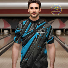 Load image into Gallery viewer, Custom Grunge Black And Blue Cobra Snake Bowling Men Quarter-Zip Shirt With Team Name For Bowlers IPHW9029