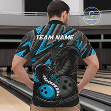 Load image into Gallery viewer, Custom Grunge Black And Blue Cobra Snake Bowling Men Quarter-Zip Shirt With Team Name For Bowlers IPHW9029