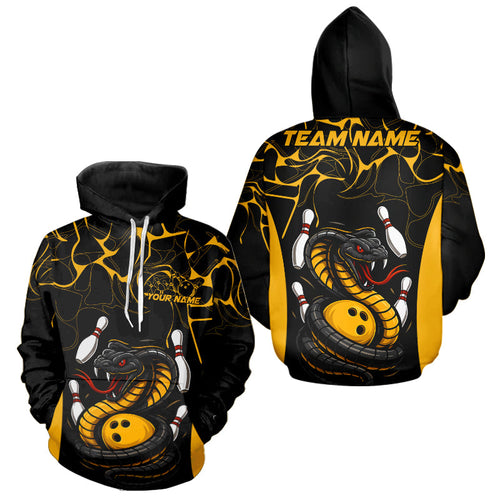 Custom Black And Yellow Cobra Snake Bowling Jerseys, Bowling Team Men And Women Hoodie Shirts IPHW9038