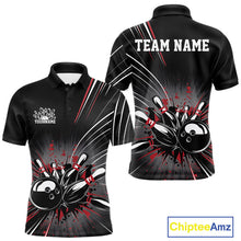 Load image into Gallery viewer, Custom Black And Red Grunge Bowling Team Jerseys, Men Bowling Polo Shirts IPHW9620