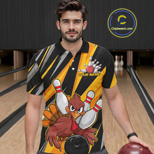 Load image into Gallery viewer, Custom Funny Turkey Bowling Shirts For Men, Yellow Thanksgiving Bowling Shirt Team Fall Outfits IPHW7661
