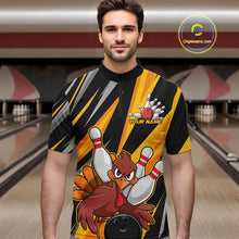 Load image into Gallery viewer, Custom Funny Turkey Bowling Shirts For Men, Yellow Thanksgiving Bowling Shirt Team Fall Outfits IPHW7661