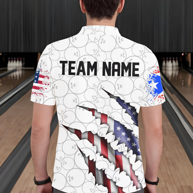 Personalized Puerto Rico Flag Bowling Polo Shirts For Men, Puerto Rico Bowling Jerseys IPHW8805