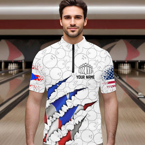 Personalized Puerto Rico Flag Bowling Quarter-Zip Shirts For Men, Puerto Rico Bowling Jerseys IPHW8805