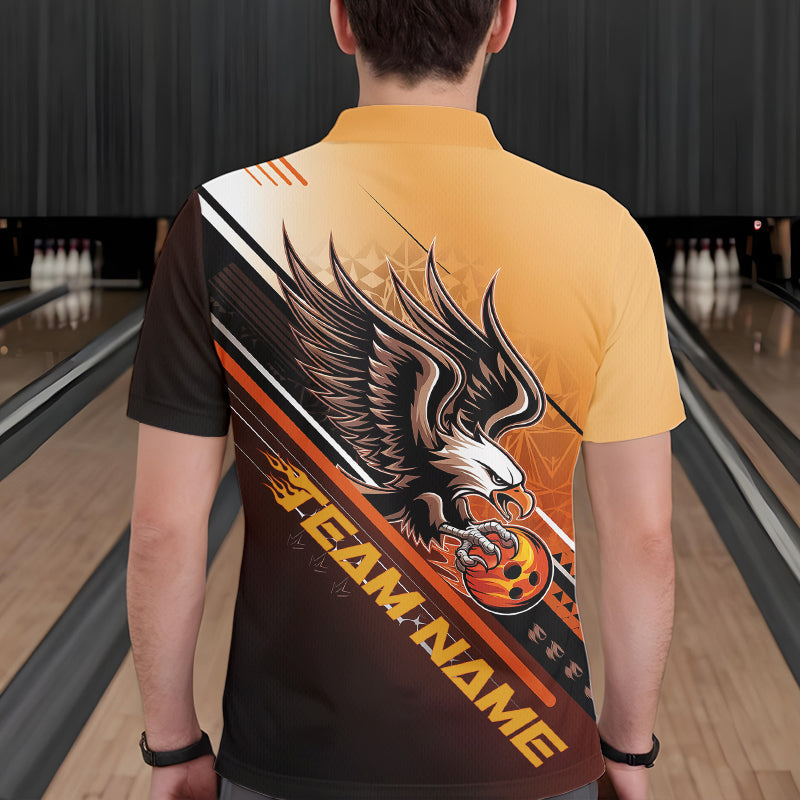 Personalized Tribal Eagle Bowling Men Polo Shirts, Eagle Bowling Team Bowling League Shirt IPHW8806