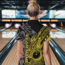 Load image into Gallery viewer, Custom Black And Yellow Flame Tribal Polynesian Bowling Women Quarter-Zip Team Outfit IPHW8810