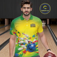 Load image into Gallery viewer, Custom Autism Awareness Bowling Men Polo Shirt, Puzzles Ribbon Bowler Outfits IPHW11211