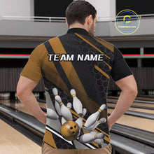 Load image into Gallery viewer, Custom Black And Yellow Bowling Team Jerseys, Striking Bowling League Quarter-Zip Shirt For Men IPHW9809