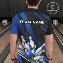 Load image into Gallery viewer, Custom Black And Blue Bowling Team Jerseys, Striking Bowling League Polo Shirt For Men IPHW9811