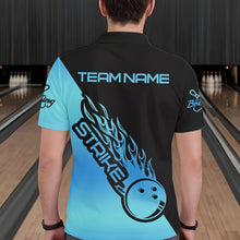 Load image into Gallery viewer, Black And Blue Custom Strike Bowling Polo Shirts For Men, Bowling Team Shirt Bowler Outfit IPHW8822