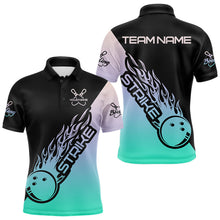 Load image into Gallery viewer, Green And Purple Custom Strike Bowling Polo Shirts For Men, Bowling Team Shirt Bowler Outfit IPHW8824