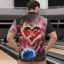 Load image into Gallery viewer, Custom Valentines Day Couple Bowling Quarter-Zip Shirts For Men, Roses And Flame Bowling For Lovers IPHW8340