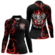 Load image into Gallery viewer, Custom Flame Skull Pickleball Polo Shirts For Women's "Stay Out Of The Kitchen" | Red IPHW6909