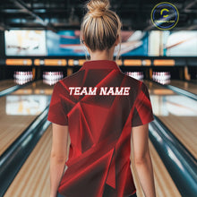 Load image into Gallery viewer, Person wearing a red bowling shirt with 'TEAM NAME' on the back in a bowling alley.