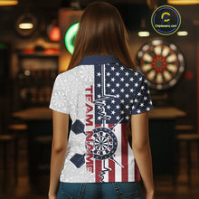 Load image into Gallery viewer, Custom US Flag Patriotic Dart Pulse Line Polo Shirts For Women, Dart Team Shirt IPHW9650