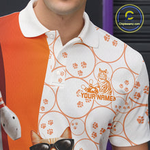 Load image into Gallery viewer, Custom Funny Smirk Orange Cat With Sunglasses Bowling Team Men Polo Shirts IPHW10104