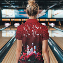 Load image into Gallery viewer, Red Heart Theme Custom Valentines Bowling Polo Shirt For Women, Couple Bowling Outfits IPHW8357