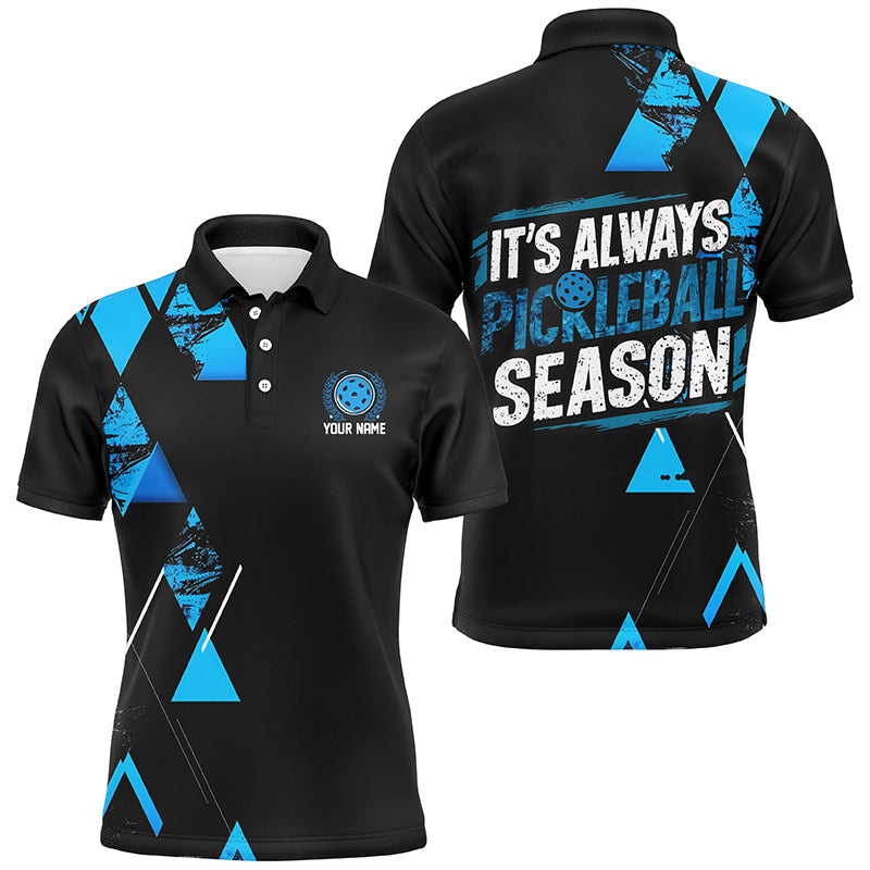 Men'S Pickleball Shirts With Custom Name Sayings "It'S Always Pickleball Season" | Blue IPHW6914
